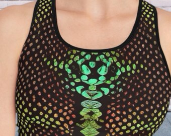 Tropic Venom Snakeskin Print Fitness Sports Bra, Workout Top, Activewear, Gym Wear, Yoga Bra, Unique Fitness Apparel