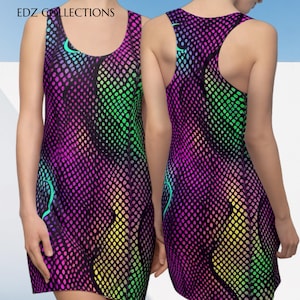 Cosmic Python Snakeskin Racerback Dress: Festival Fashion