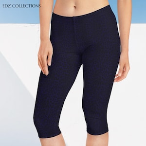 Dark Purple Cheetah Print Capri Leggings: Yoga Activewear