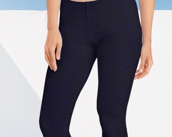 Dark Purple Cheetah Print Capri Leggings: Yoga Activewear