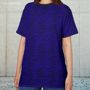 Y2k Electric Grape Purple Leopard Print Unisex Tee, Animal Print T-Shirt, Purple T-Shirt