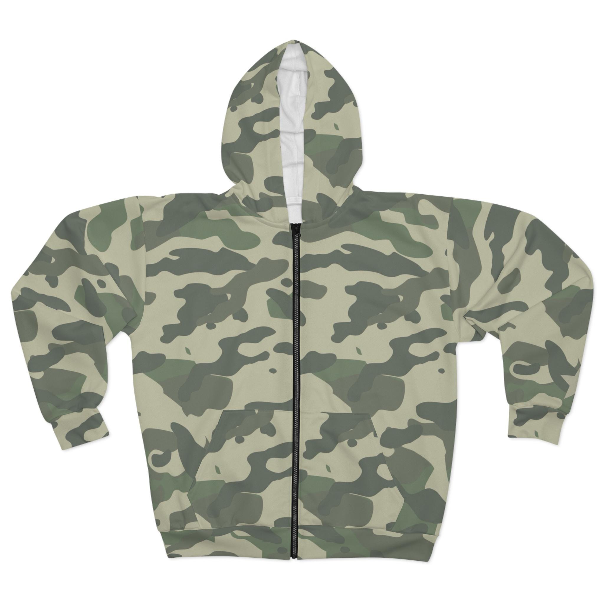 Green Camo Zip Hoodie: Unisex Streetwear With Star Detail - Etsy