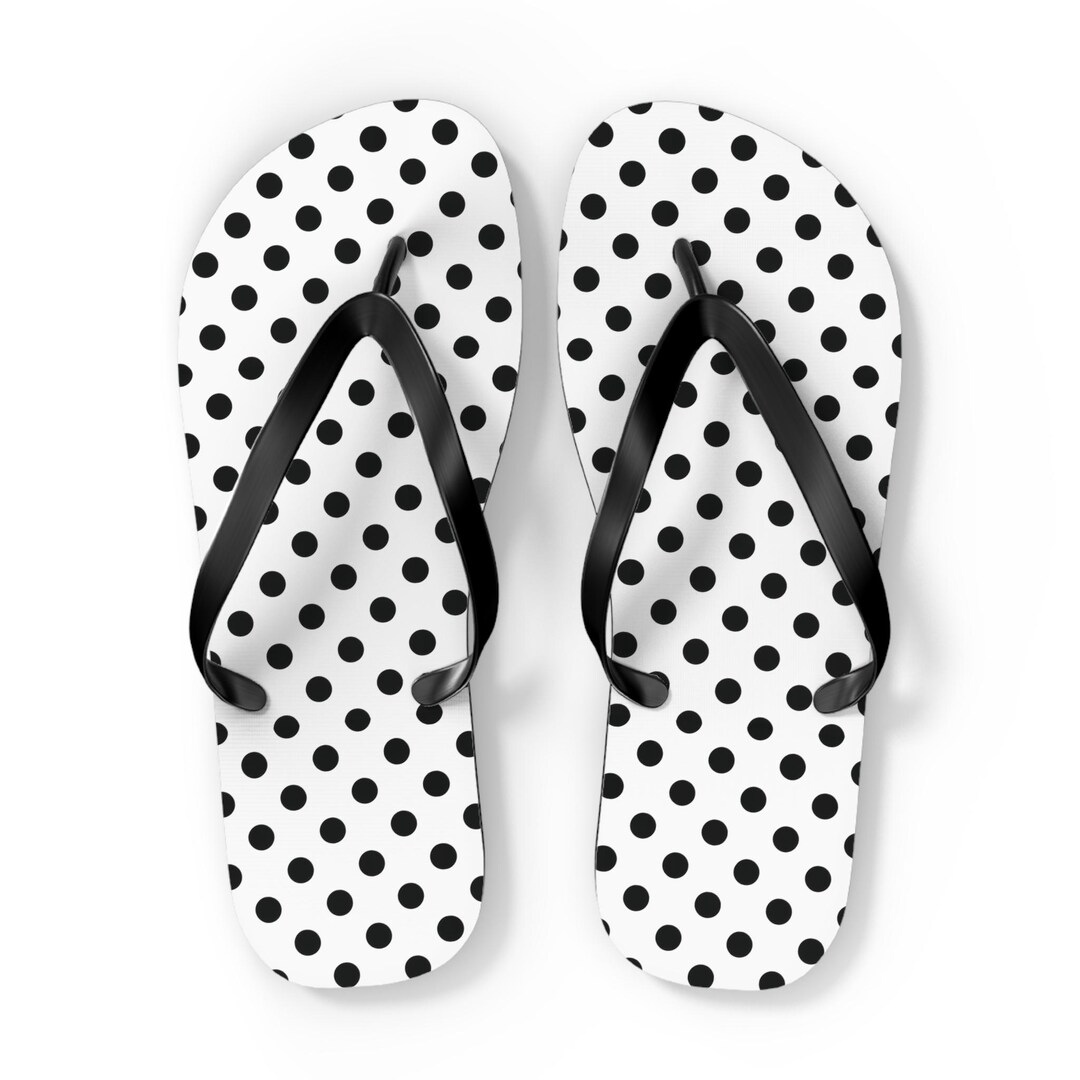 Black Polka Dot Flip Flops: Soft Polyester Suede Summer Sandals - Etsy