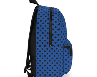 Blue Polka Dot Backpack: Stylish Travel Bookbag, Everyday  display picture 2