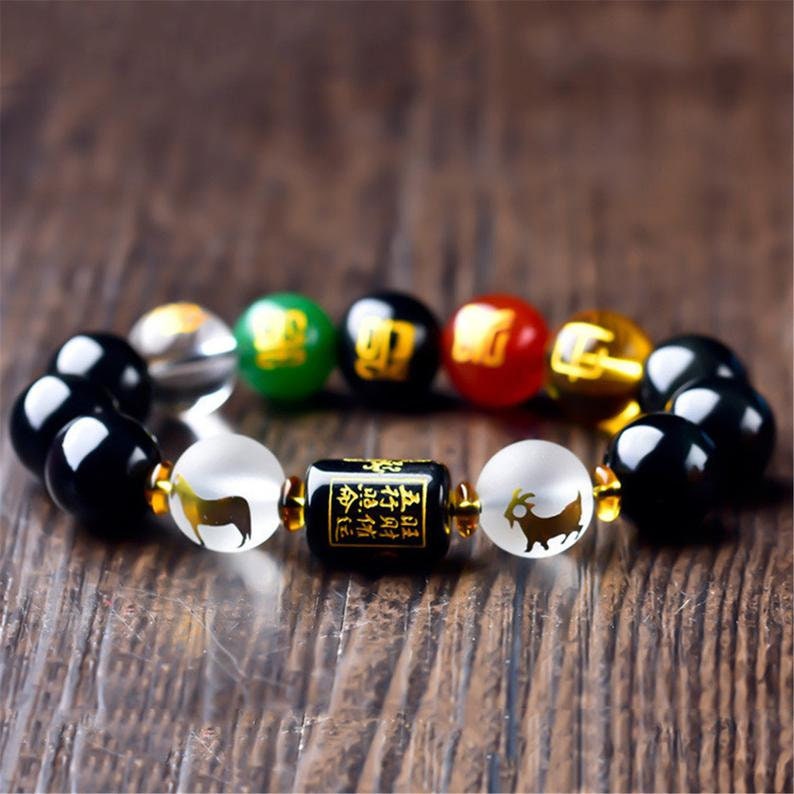 Obsidian Five-element Feng Shui Bracelet Wealth & Prosperity - Etsy