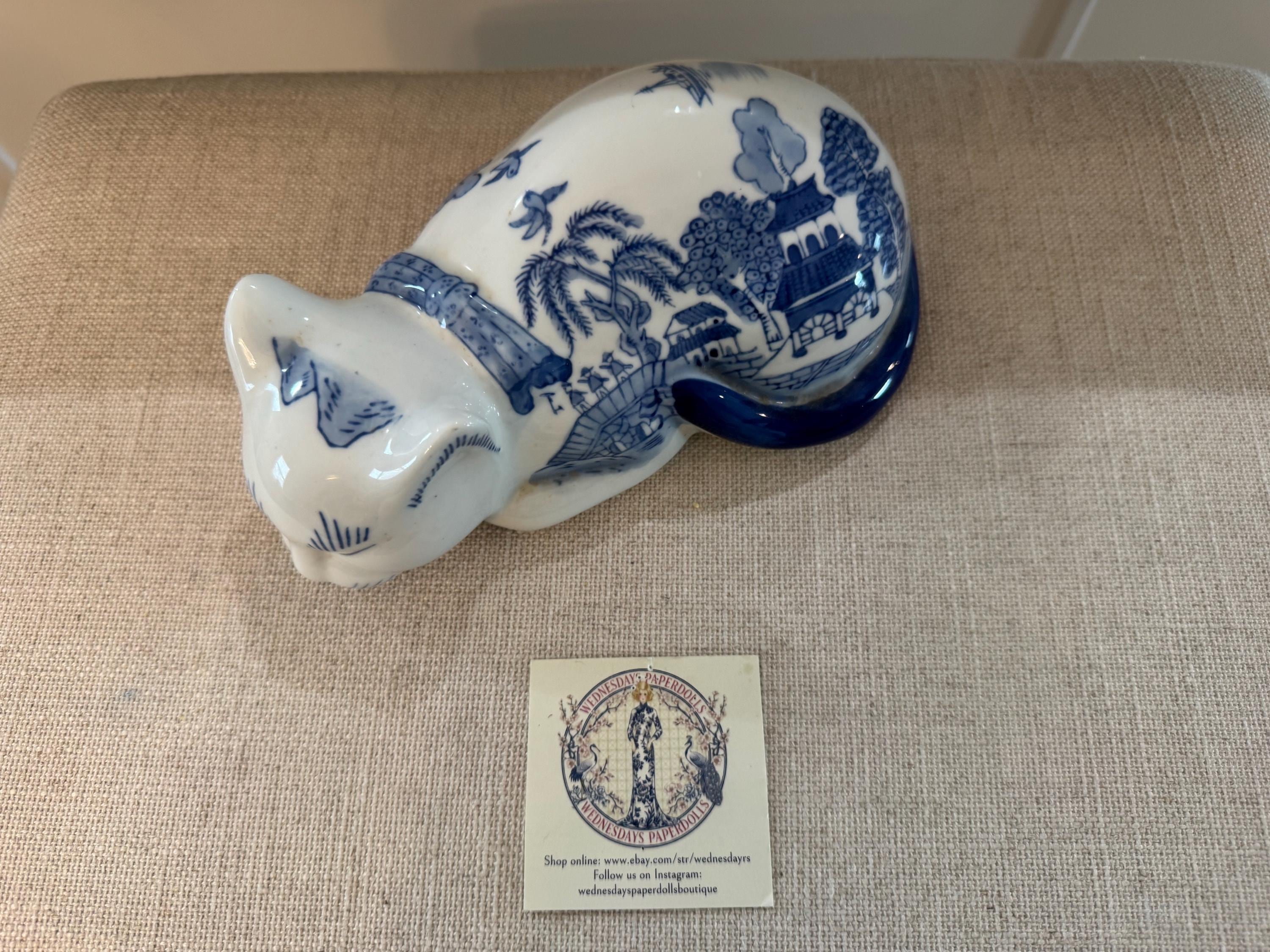 Vintage Porcelain Sleeping Cat - Etsy