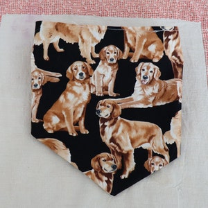 Homemade Dog Bandana: Reversible Tie-On, Golden Retriever Print