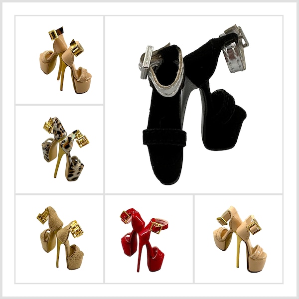 1/6 Scale Gold Shoes Etsy