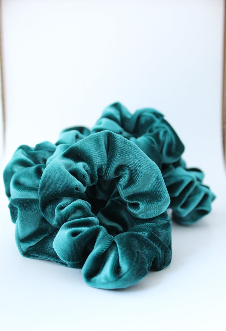Teal Green Scrunchie Velvet Scrunchie Green Scrunchie Hair | Etsy
