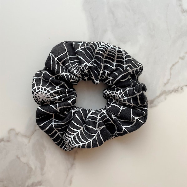 Spider Web scrunchie, spiderweb scrunchie, spiders scrunchy, halloween scrunchies, knit scrunchie, hair ties, hair bows