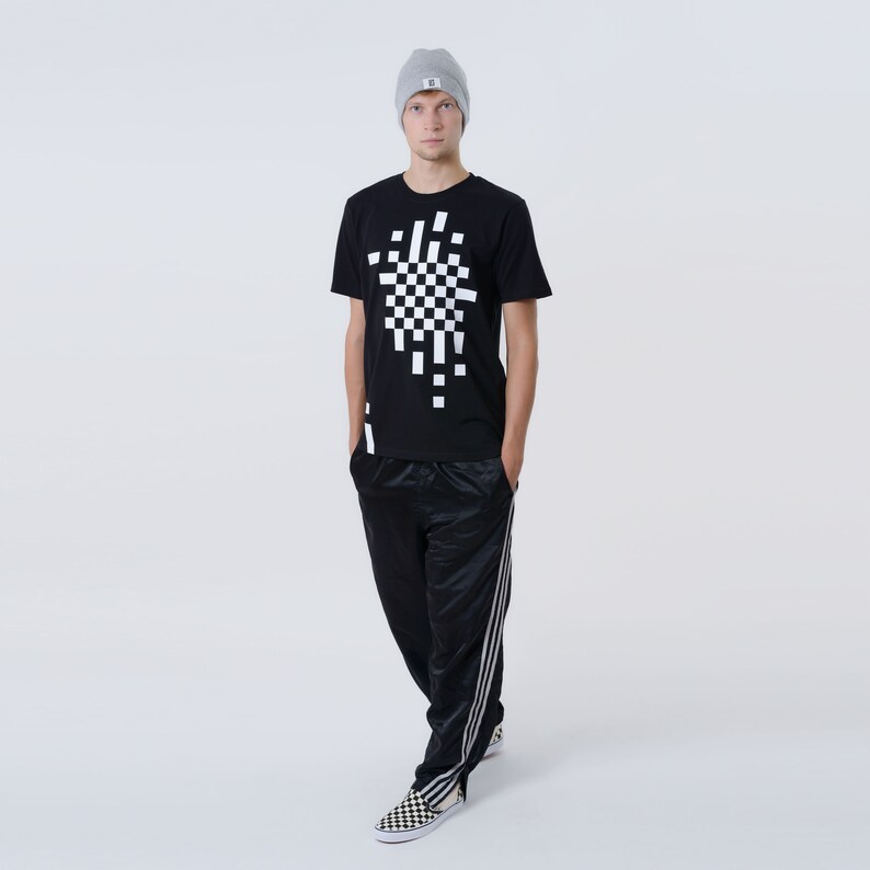 Checkers Game Organic T-Shirt for Men//Designer Chess Print image 0