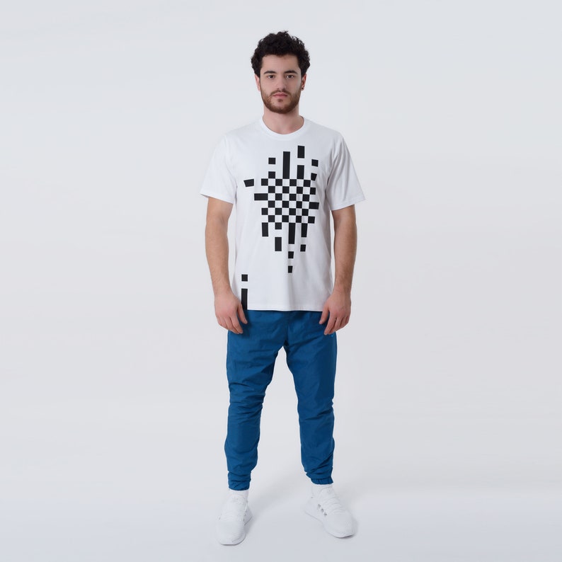 Checkers Game Organic T-Shirt for Men//Designer Chess Print image 0