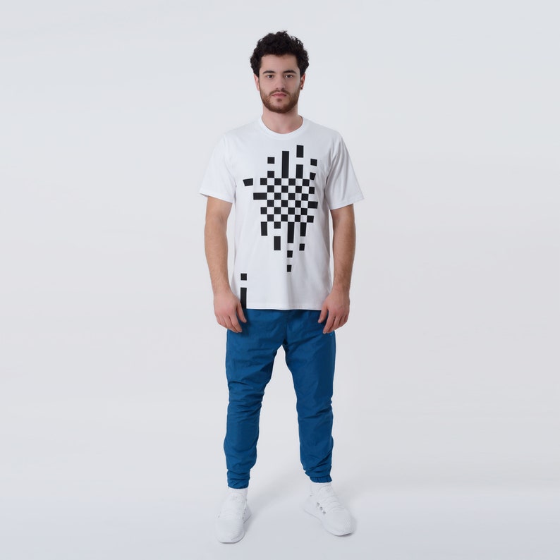 Checkers Game Organic T-Shirt for Men//Designer Chess Print image 0