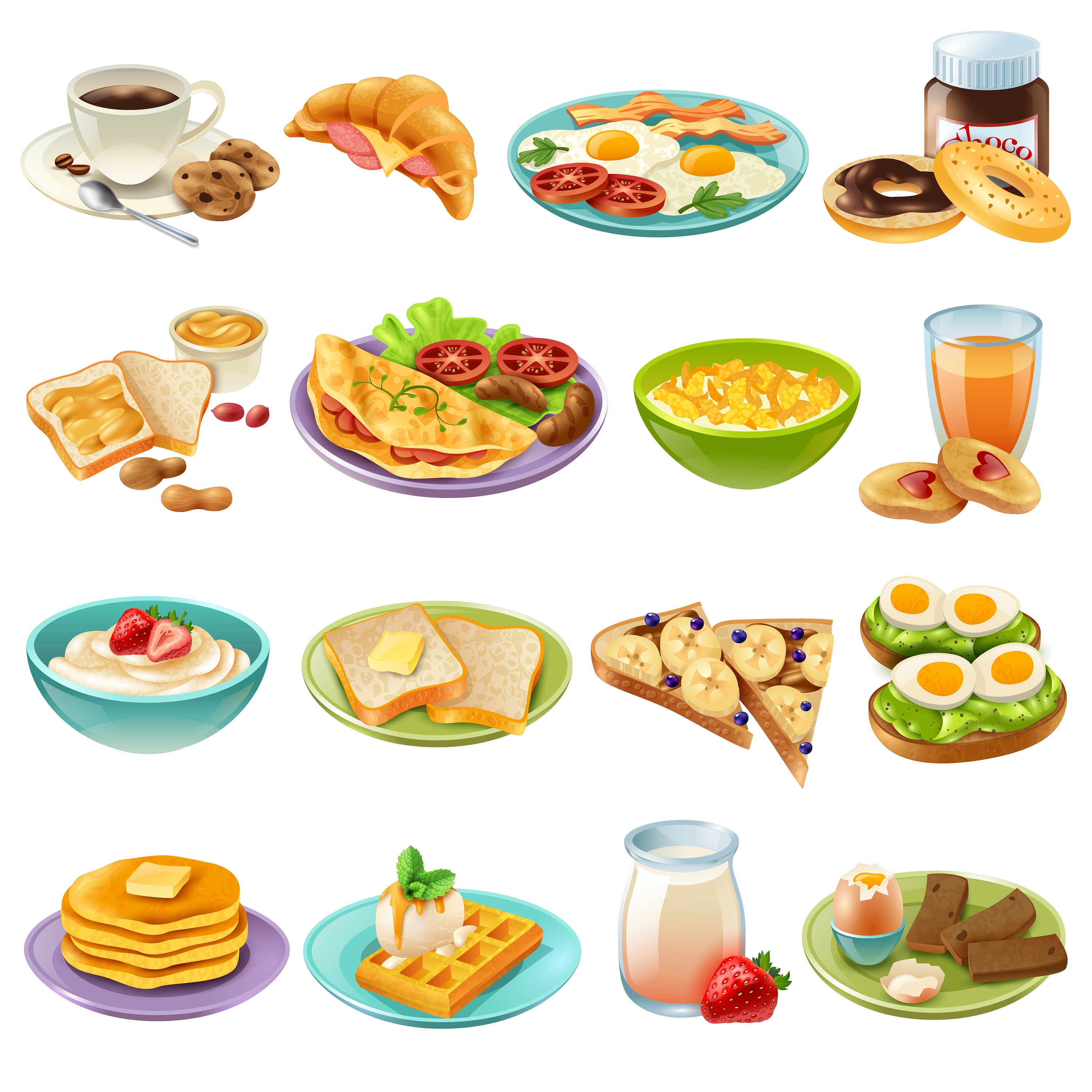 Breakfast Clipart Digital Download PNG JPG Eggs Toast - Etsy Canada