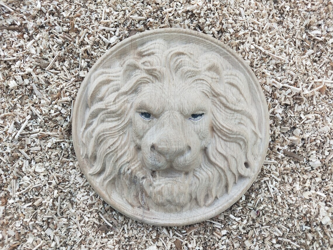 Large Resin Lion Head Wall Mount Wooden Carved Lion Head Wall Etsy