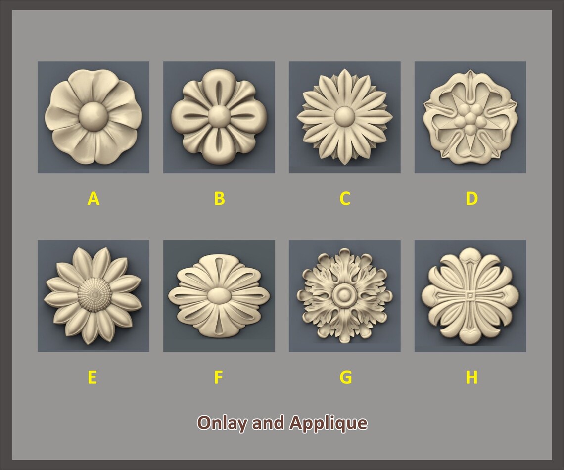 1 Piece Round Wood Carving Rosette Applique Wood Etsy