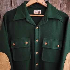 Vintage 1980s Pendleton Lobo Wool Corduroy Padded Elbows Shirt Jacket / Made in USA / Button Down Shirt Jac / Adult L image 2