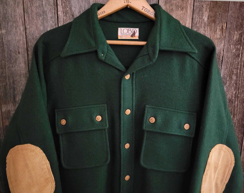 Vintage 1980s Pendleton Lobo Wool Corduroy Padded Elbows Shirt Jacket / Made in USA / Button Down Shirt Jac / Adult L image 2