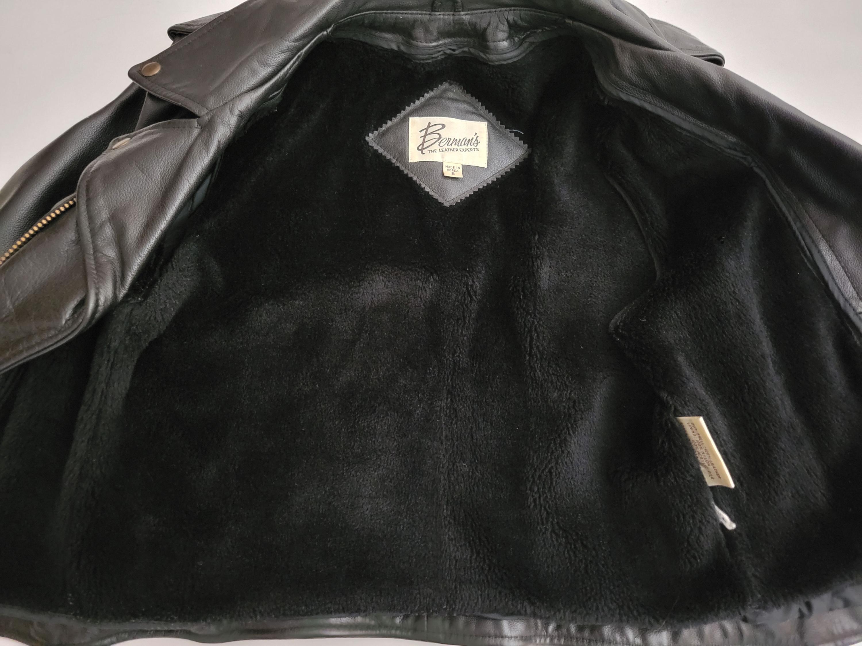 Vintage 1980s Berman's Moto Motorcycle Black Leather Classic Biker