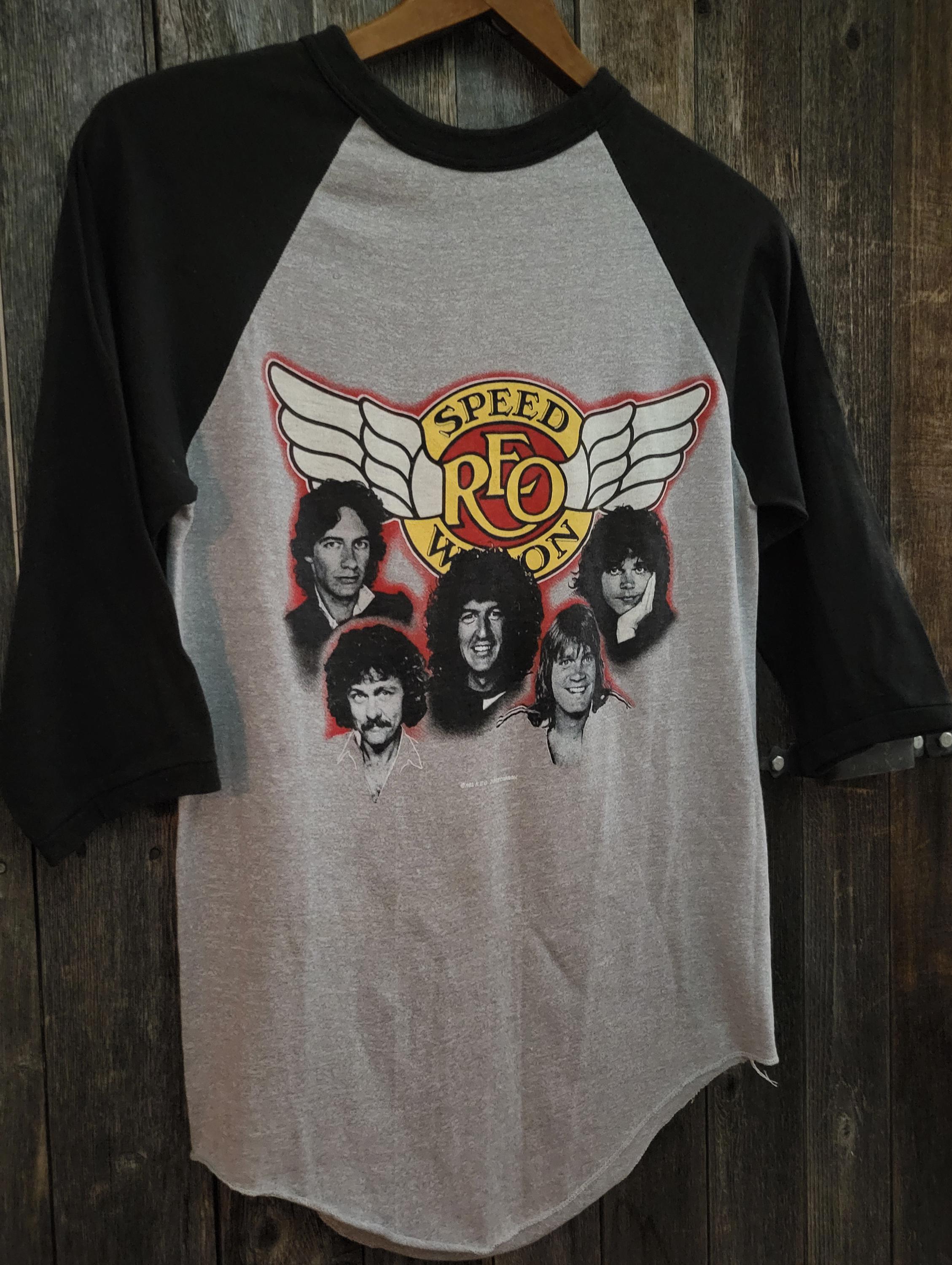 Vintage 1983 REO Speedwagon Tour Raglan Jersey Concert T Shirt 
