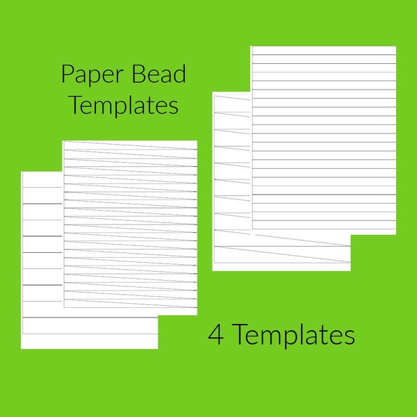paper bead template digital download, recycled paper beads, diy adult craft kit