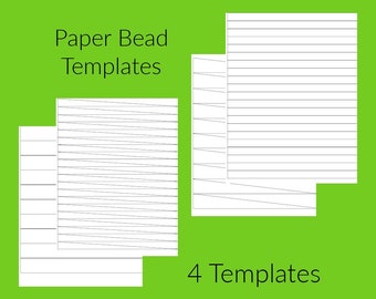 paper bead template digital download, recycled paper beads, diy adult craft kit, beads digital paper
