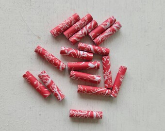 Paper beads, recycled paper beads, red tube bead