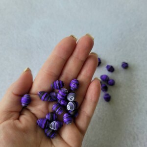 Purple paper beads to make handmade jewelry,  recycled paper beads, sustainable