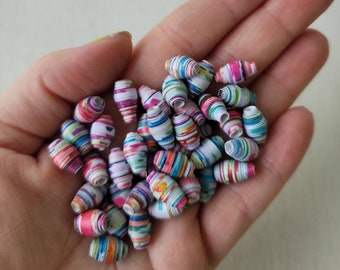 Paper beads, recycled paper beads, large hole beads