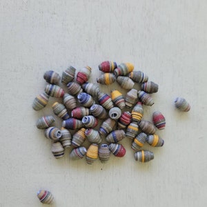 Paper beads to make handmade jewelry, green recycled paper beads
