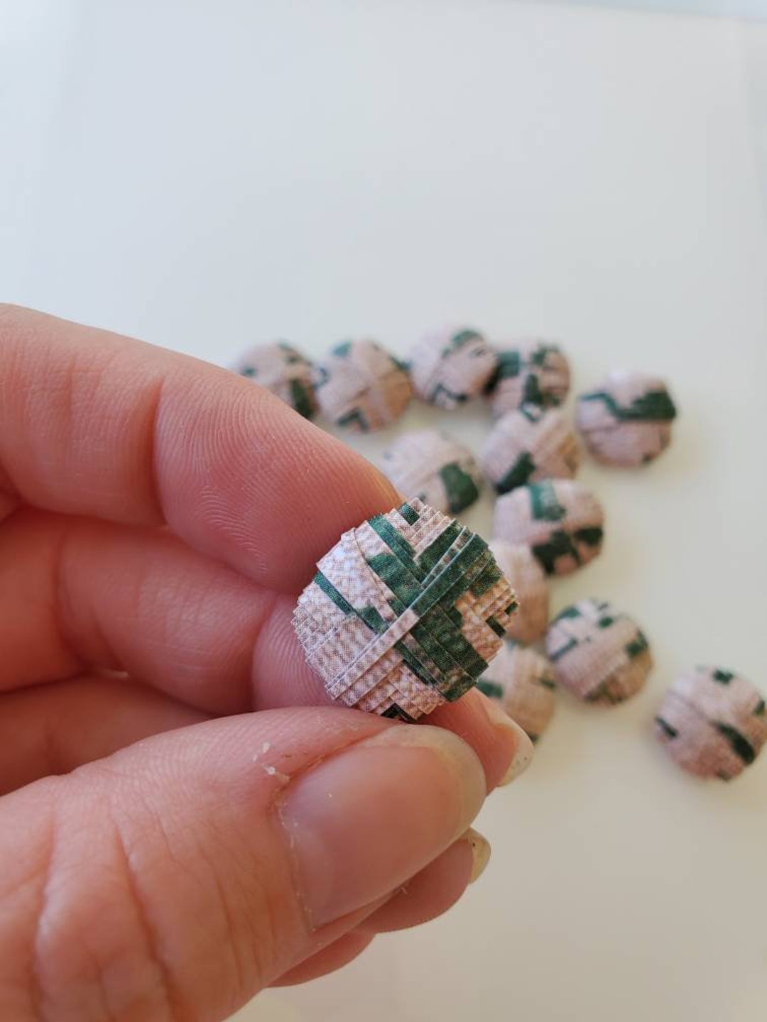 Paper Beads Pillow Beads Green Beads Flat Beads Etsy
