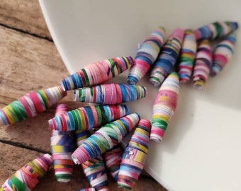 Recycled paper beads, paper beads, pink beads, valentine's day beads