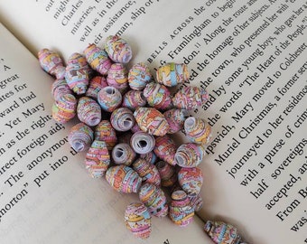 Paper beads, recycled paper beads, pink beads