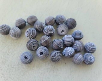 Gray paper beads to make handmade jewelry, diy adult craft kit, recycled paper beads