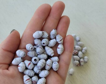 Paper beads to make handmade jewelry, recycled paper beads, diy adult craft kit