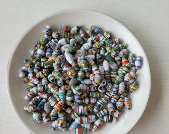 Paper beads, assorted beads, large hole bead