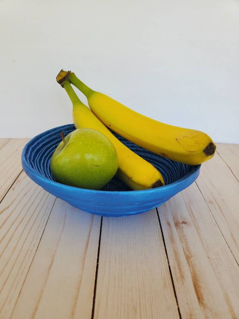 Decorative Bowl Recycled Magazine Bowl Blue Bowl Etsy