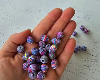 Paper beads, assorted beads, large hole bead