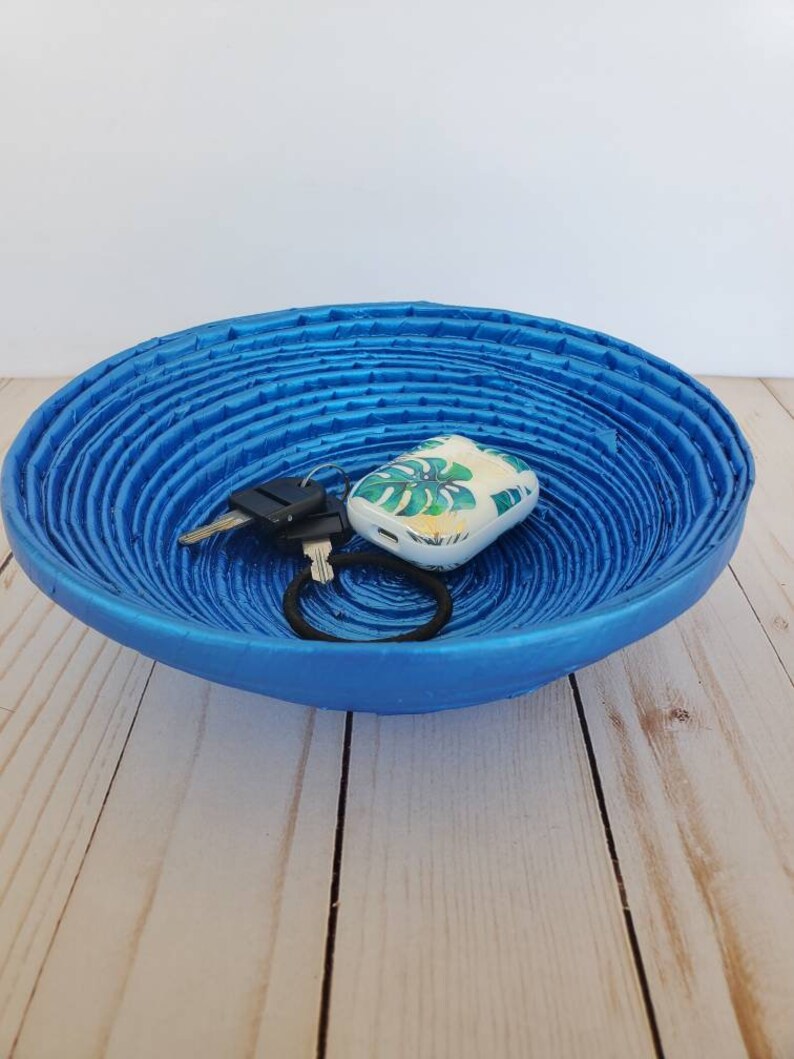 Decorative Bowl Recycled Magazine Bowl Blue Bowl Etsy