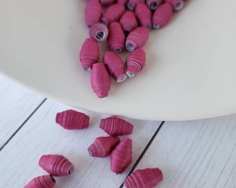 Papierperlen zur Herstellung von handgemachtem Schmuck, rosa recycelte Papierperlen