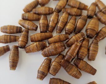 Paper beads, recycled paper beads, recycled bead, jewelry making, brown beads