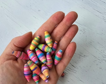 Orange paper beads to make handmade jewelry, recycled paper beads, Halloween beads
