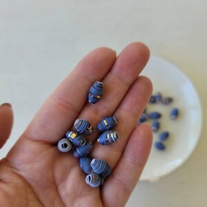 Paper beads to make handmade jewelry,  blue recycled paper beads