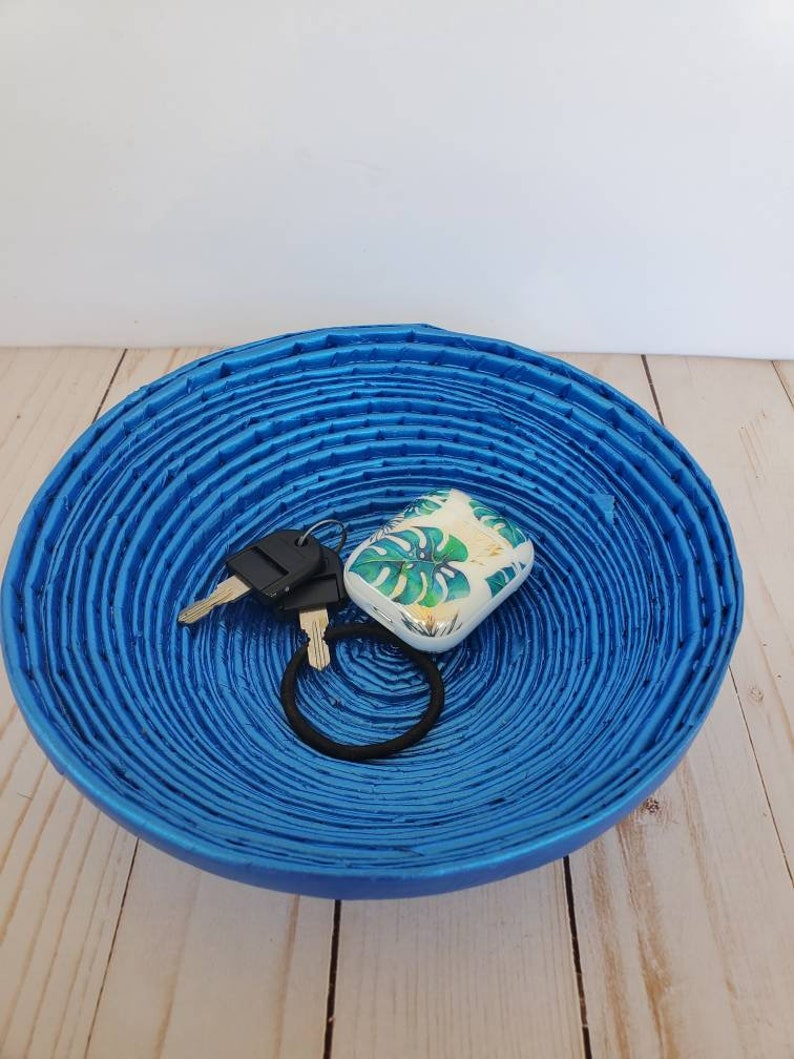 Decorative Bowl Recycled Magazine Bowl Blue Bowl Etsy