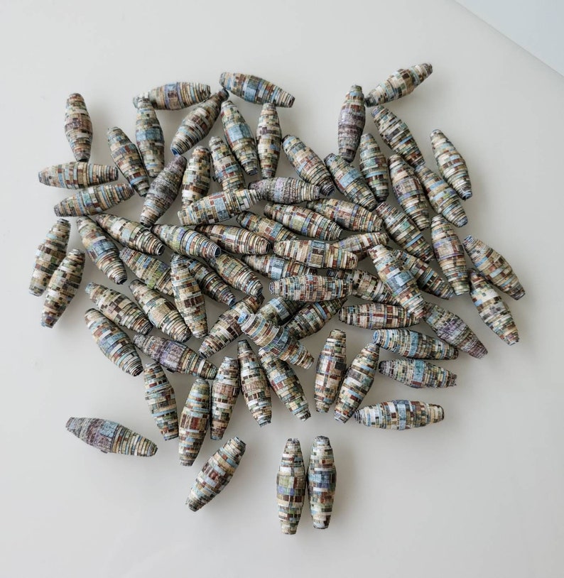Paper Beads Recycled Paper Beads Large Bead Hole Etsy