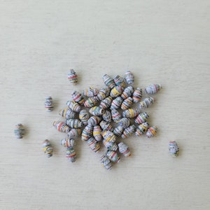 Paper beads to make handmade jewelry, yellow recycled paper beads