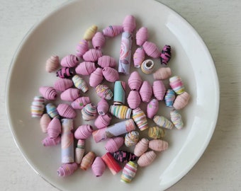 Paper beads, assorted beads, recycled paper beads