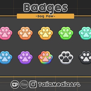 Paw Twitch Badges Set | Dog and Cat Theme | Instant Download | Streamer Essential | Perfect for Streamers & Discords | Pretty and Kawaii