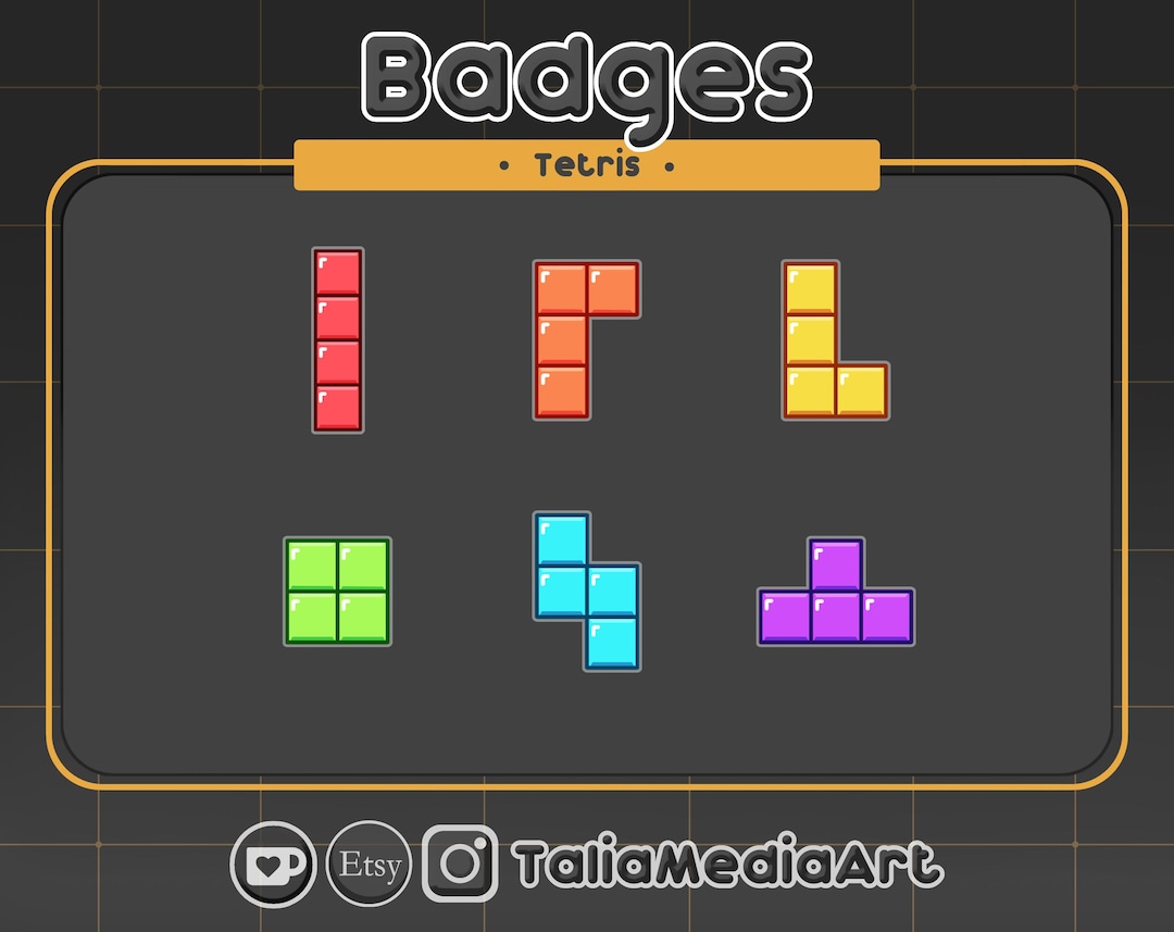 Tetris Twitch Badges Set | Game Block Theme | Instant Download ...