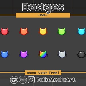 Cat - Kitty Twitch Badges Set | Pet Theme | Instant Download | Streamer Essential | Perfect for Streamers & Discords | Pretty and Kawaii